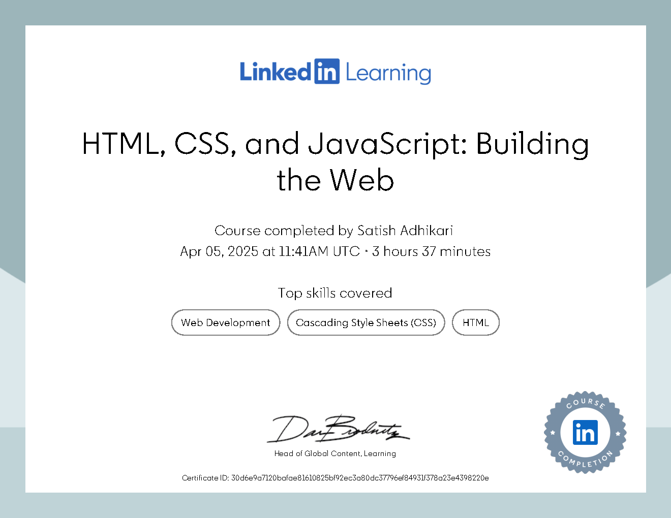 HTML, CSS and JavaScript Building the Web